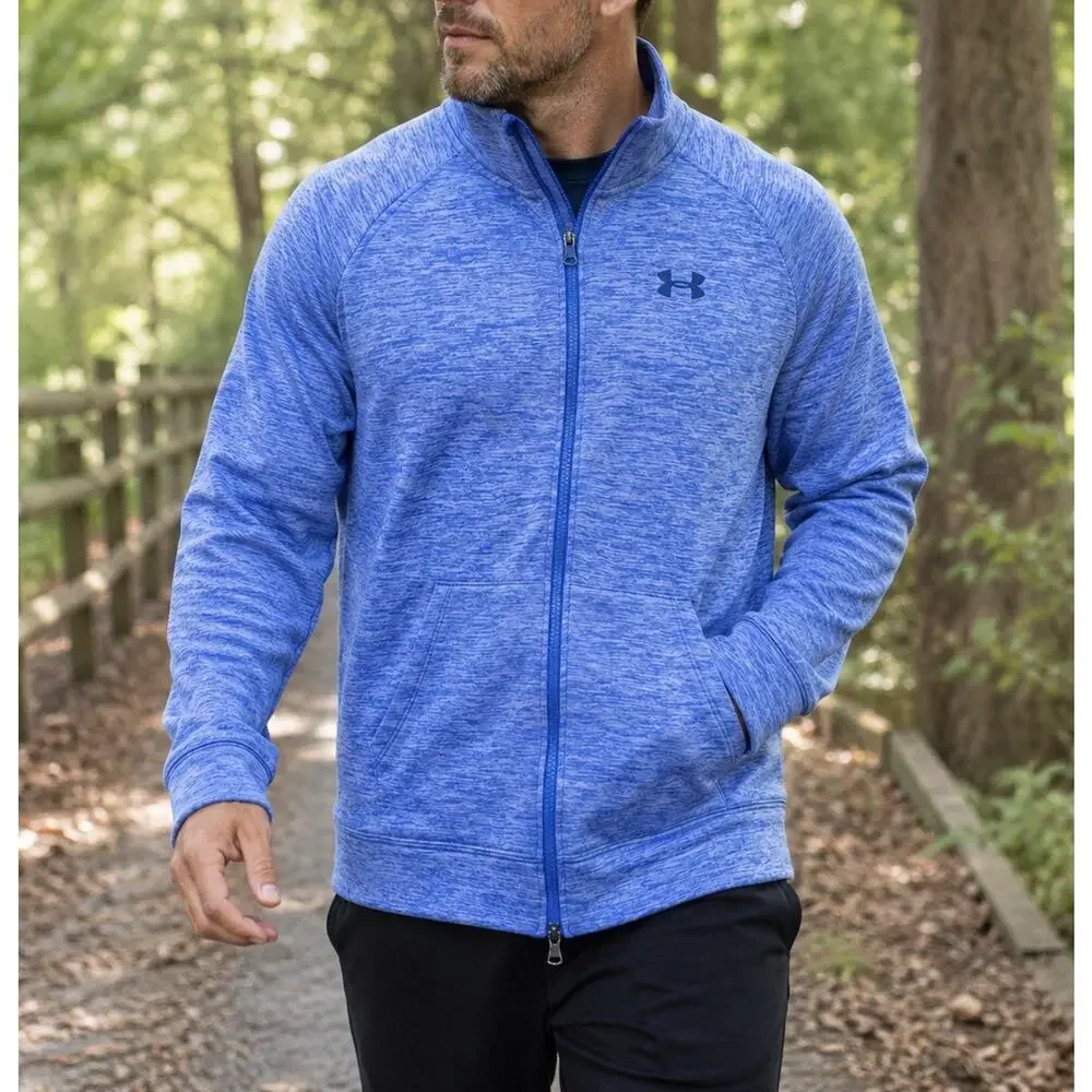 Under Armour ColdGear Full Zip Fleece Jacket Men’s Large Blue Loose Fit